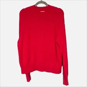 J. Crew Red Merino Wool Alpaca blend crewneck sweater size Medium Cozy Preppy